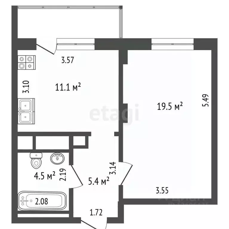 1-к кв. Московская область, Балашиха просп. Ленина, 74 (41.0 м) - Фото 2