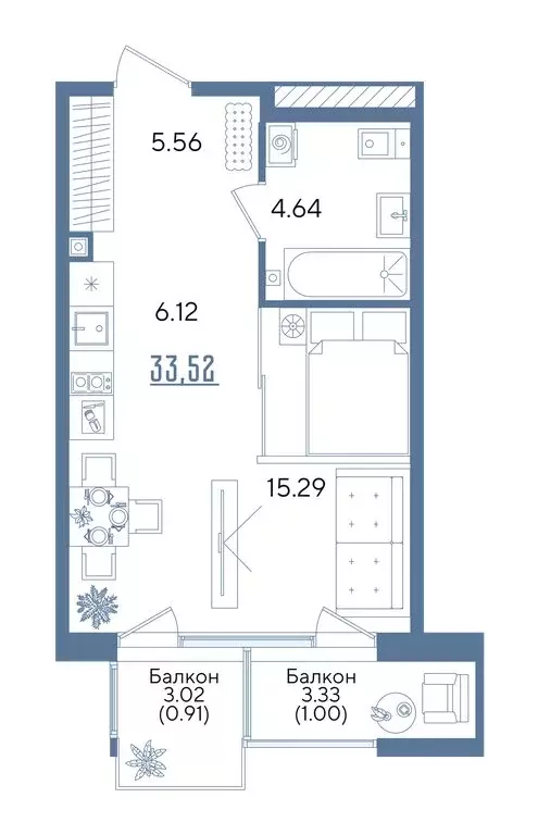 Квартира-студия: Казань, Авиастроительный район (33.52 м) - Фото 0