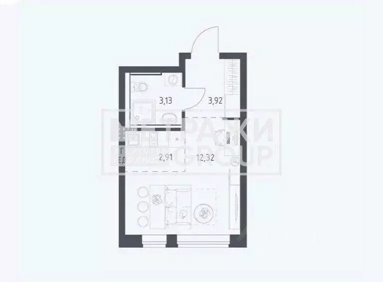 Квартира, студия, 22.28 м - Фото 1