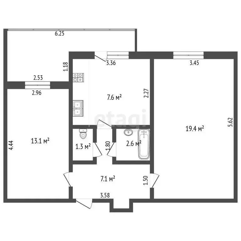 2-комнатная квартира: Прохладный, улица Карла Маркса, 41 (51.1 м) - Фото 1