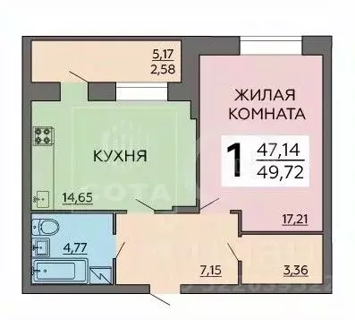 1-к кв. Воронежская область, Воронеж Московский просп., 42/1 (50.0 м) - Фото 1