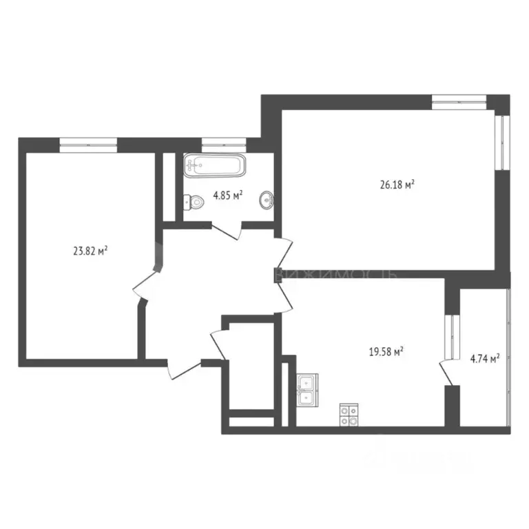 2-к кв. Тюменская область, Тюмень ул. 50 лет Октября, 4 (90.6 м) - Фото 2