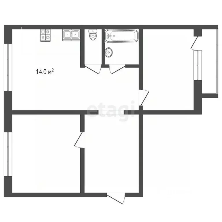 2-к кв. Ямало-Ненецкий АО, Ноябрьск ул. Космонавтов, 20 (51.3 м) - Фото 2
