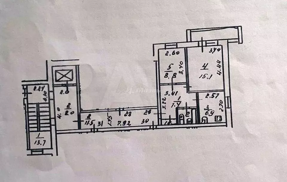 2-к. квартира, 44,4 м, 4/9 эт. - Фото 0