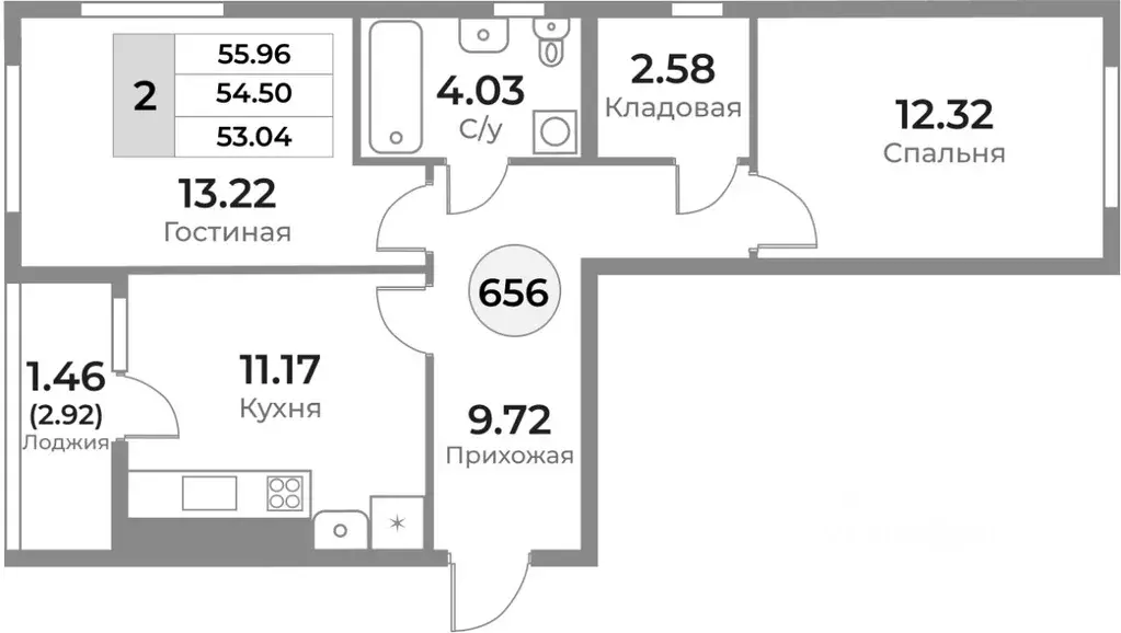 2-к кв. Калининградская область, Калининград Пригородная ул. (54.5 м) - Фото 0