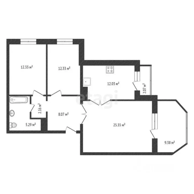 3-к кв. Красноярский край, Красноярск ул. Елены Стасовой, 48А (81.0 м) - Фото 2