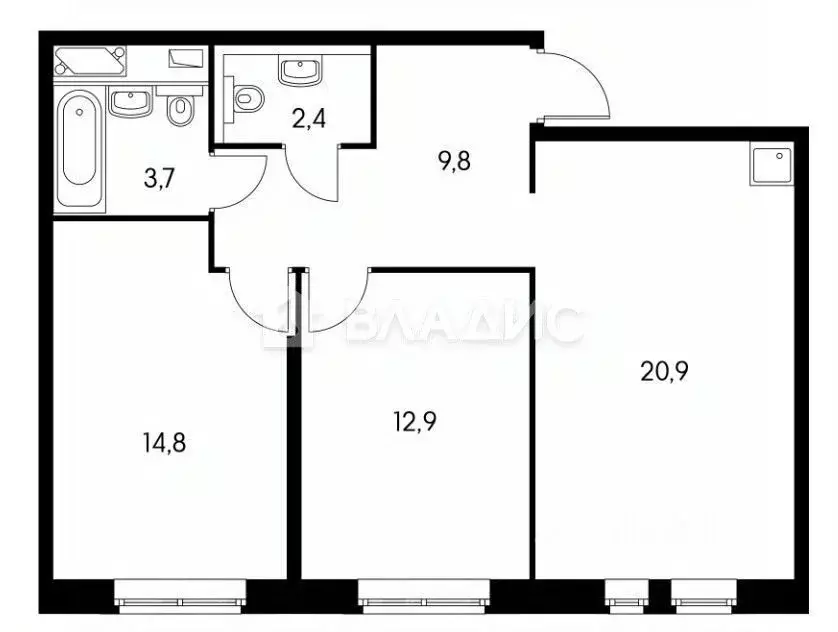 2-к кв. Москва ул. Саларьевская, 10к1 (63.0 м) - Фото 2