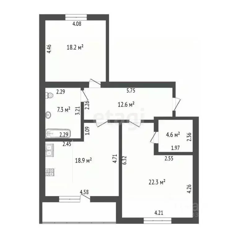 2-к кв. Тюменская область, Тюмень ул. Дружбы, 73к2 (83.9 м) - Фото 2
