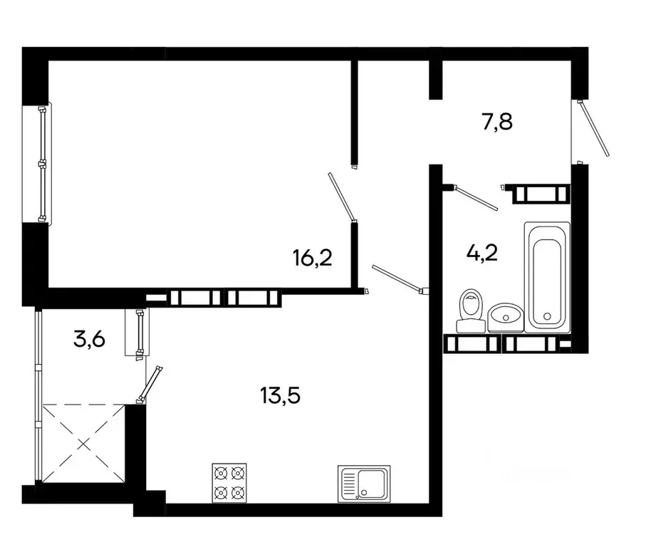1-к кв. Крым, Симферополь Моне жилой комплекс (45.3 м) - Фото 1