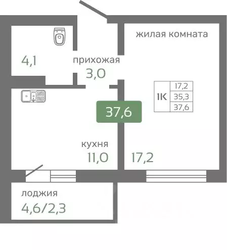 1-к кв. Красноярский край, Красноярск Норильская ул., с2 (37.6 м) - Фото 0