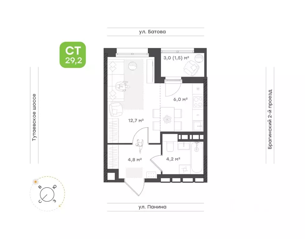 1-к кв. Ярославская область, Ярославль Тутаевское ш., 93Б (29.2 м) - Фото 1