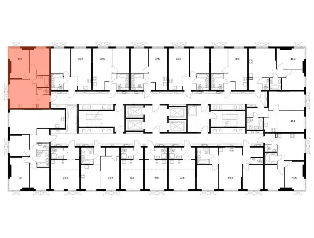 2-к. квартира, 49,1 м, 22/33 эт. - Фото 1