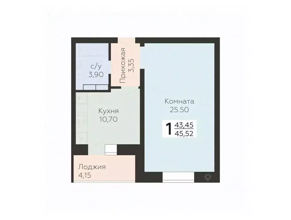 1-к кв. Орловская область, Орел ул. Панчука, 83Б (45.52 м) - Фото 0