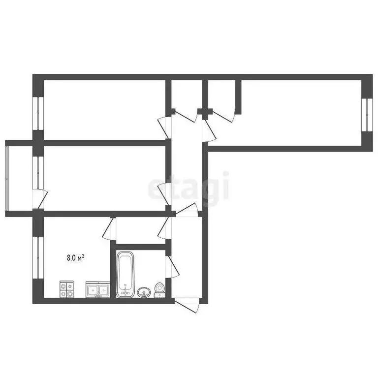 3-комнатная квартира: Белгород, 1-й Заводской переулок, 10 (55.2 м) - Фото 1