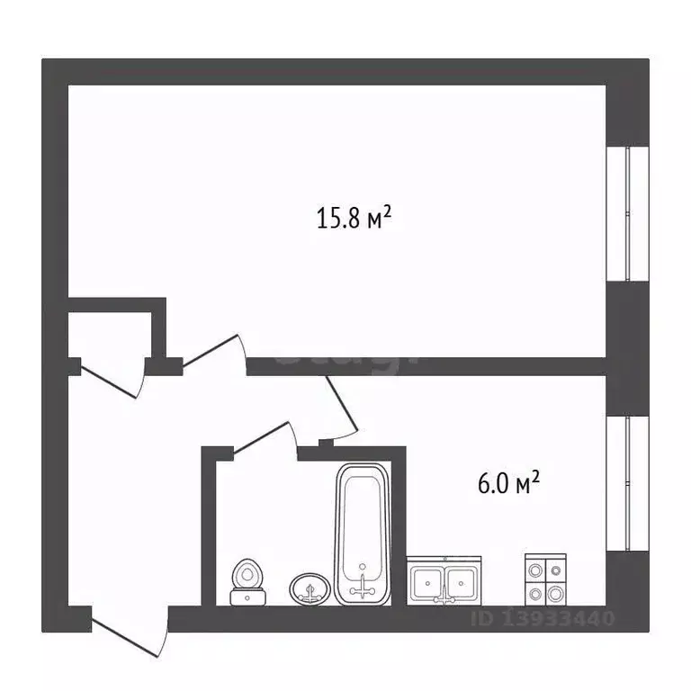 1-к кв. Тюменская область, Тюмень ул. Рационализаторов, 19 (29.8 м) - Фото 1