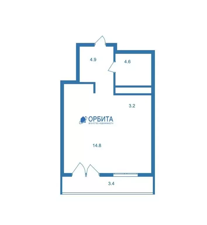 Квартира-студия: Тюмень, улица Василия Малкова, 21 (27.5 м) - Фото 1