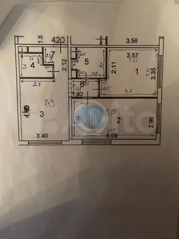 3-к. квартира, 58,4 м, 5/10 эт. - Фото 0