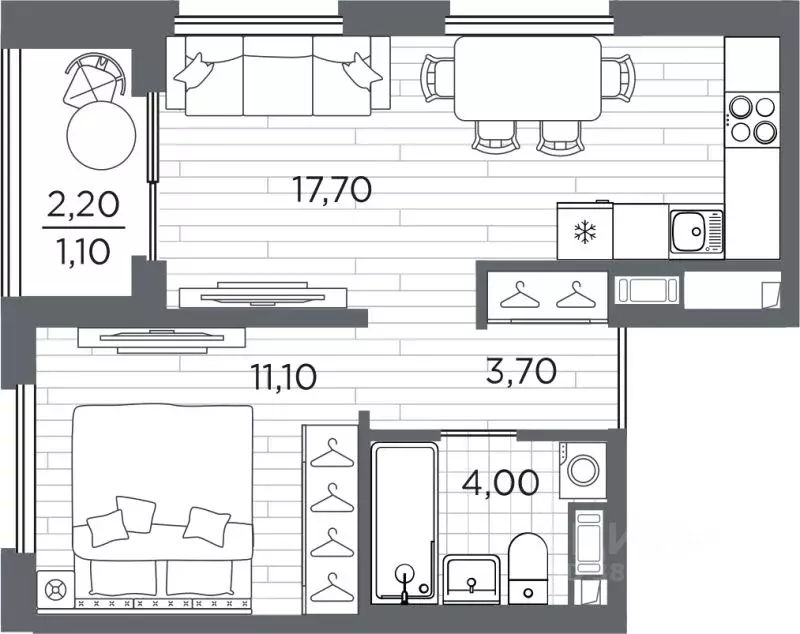 1-к кв. Санкт-Петербург Плюс Пулковский жилой комплекс (37.6 м) - Фото 1