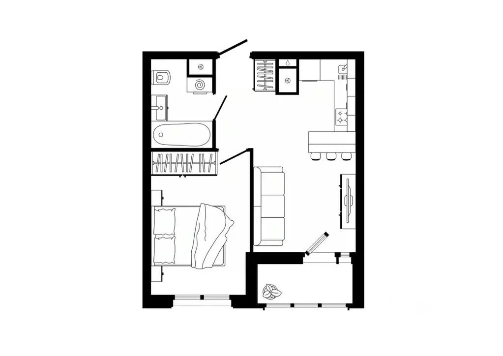 1-к кв. Тульская область, Тула ул. Седова, 26к3 (37.6 м) - Фото 1