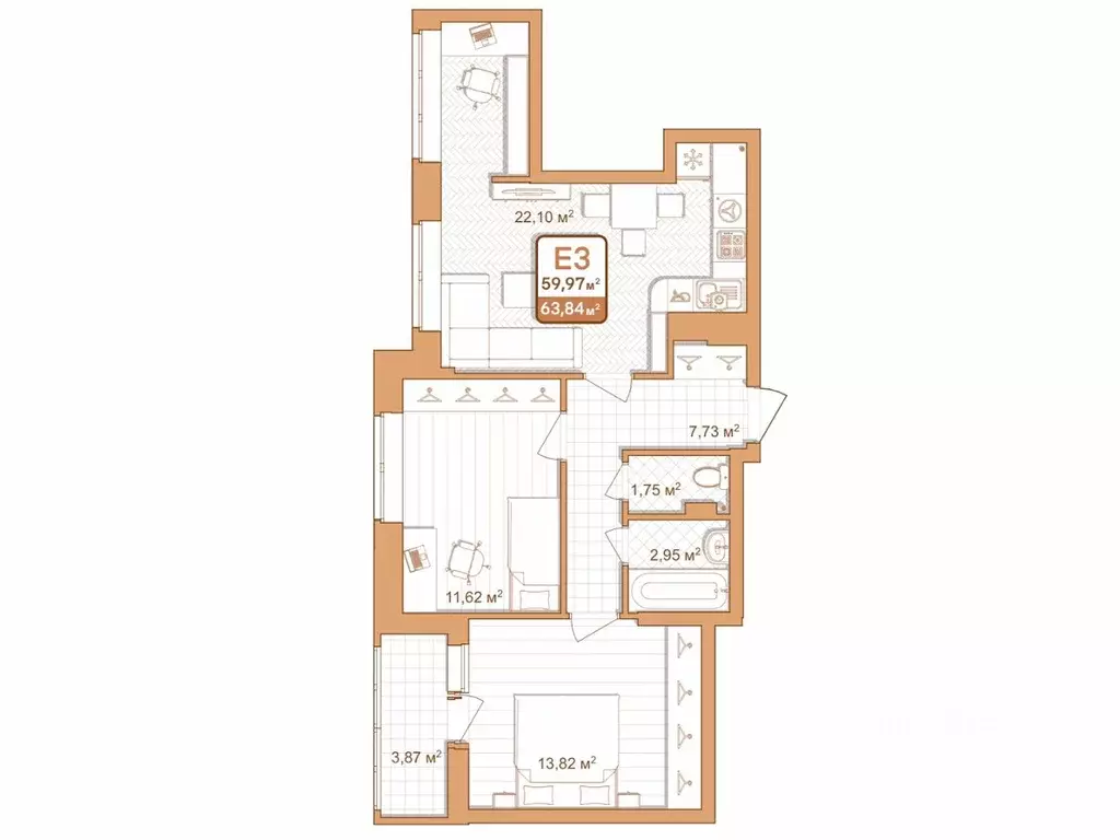 2-к кв. Тульская область, Тула проезд 2-й Клинской, 8 (60.4 м) - Фото 0
