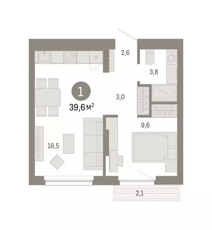 1-к кв. Новосибирская область, Новосибирск Лебедевский кв-л, 1/4 (39.6 ... - Фото 1