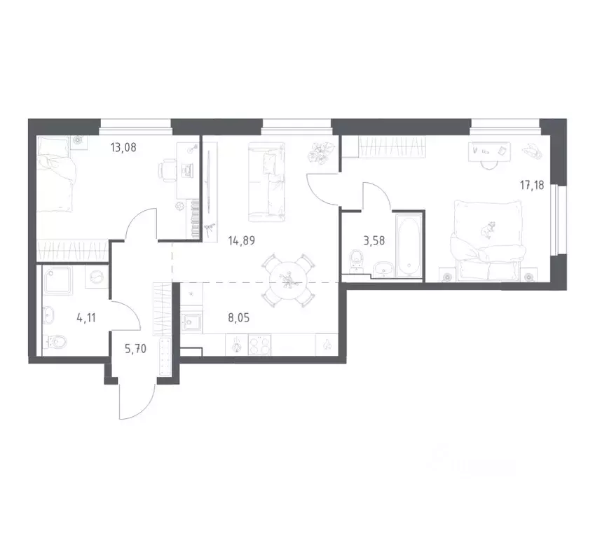2-к кв. Приморский край, Владивосток ул. Нейбута (66.59 м) - Фото 1