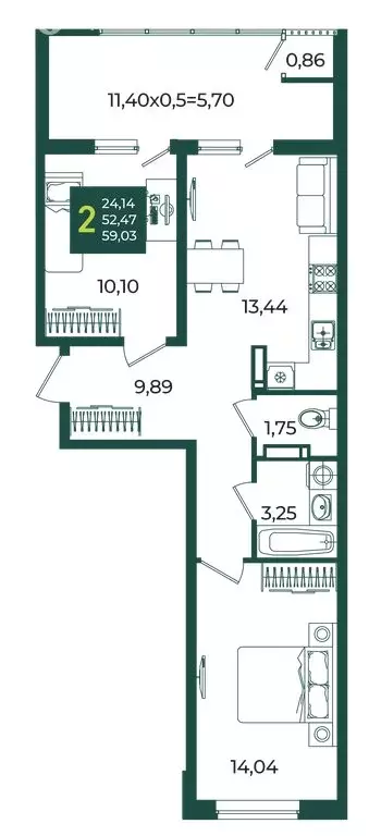 2-комнатная квартира: Краснодар, микрорайон Образцово (59.03 м) - Фото 1