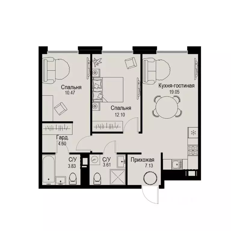 2-к кв. Санкт-Петербург ул. Профессора Попова, 38 (60.79 м) - Фото 0