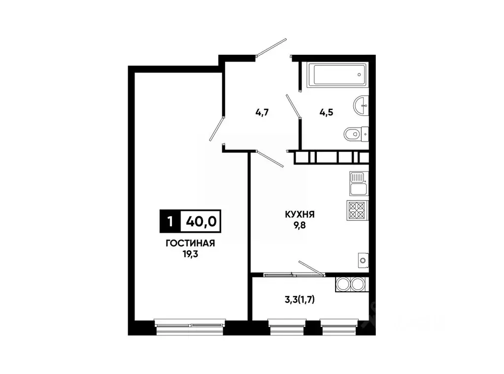 1-к кв. Ставропольский край, Ставрополь ул. Доваторцев, 179Гк1 (40.0 ... - Фото 1