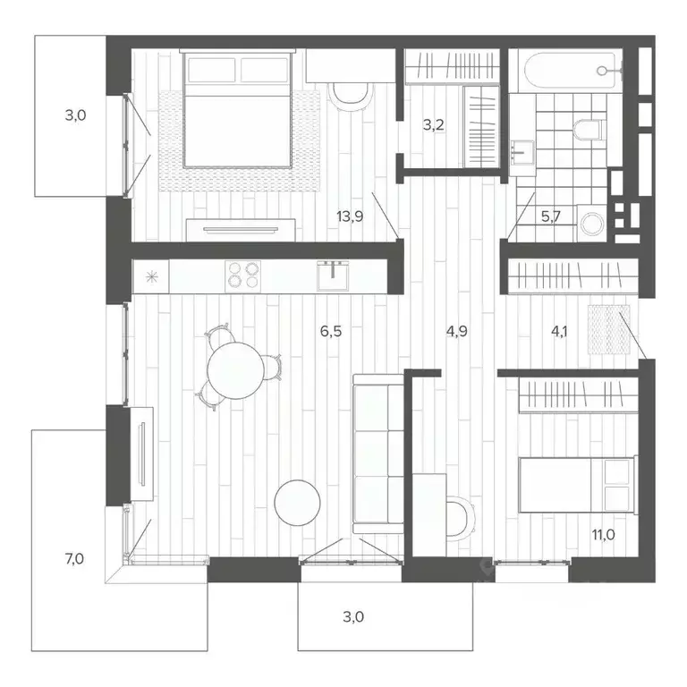 3-к кв. Алтайский край, Барнаул тракт Змеиногорский, 35Б (78.39 м) - Фото 1