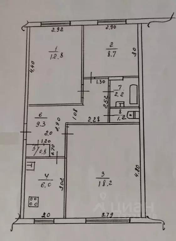 3-к кв. Татарстан, Нижнекамск ул. Менделеева, 3 (59.2 м) - Фото 2