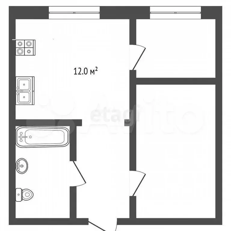 2-к. квартира, 36,7 м, 4/5 эт. - Фото 0
