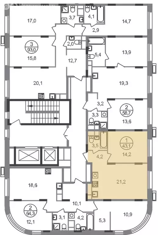 1-комнатная квартира: посёлок городского типа Заречье, жилой комплекс ... - Фото 2