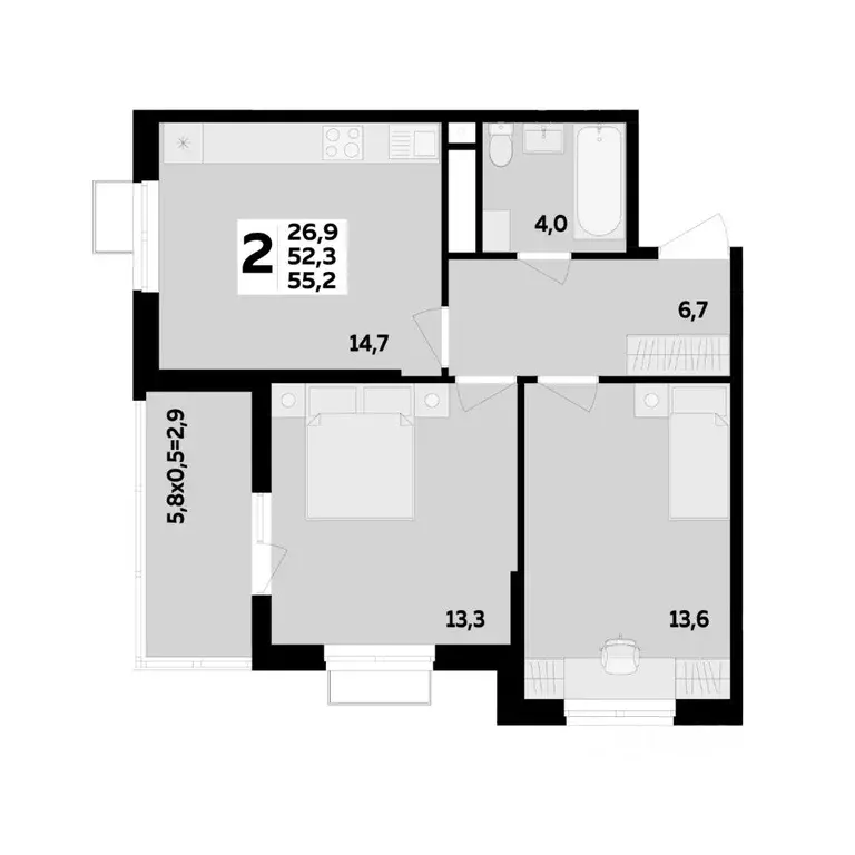 2-к кв. Адыгея, Тахтамукайский район, Старобжегокайское с/пос, Новая ... - Фото 1