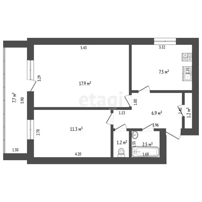 2-комнатная квартира: Стерлитамак, микрорайон Южный, улица Суханова, 5 ... - Фото 1