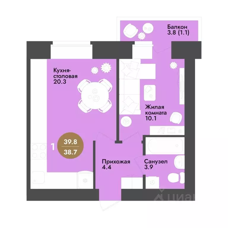 1-к кв. Вологодская область, Вологда ул. Преображенского (39.8 м) - Фото 1