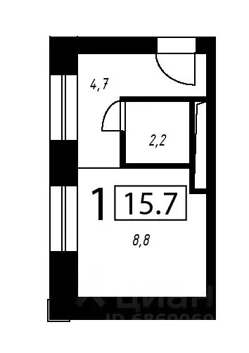 Студия Москва Жигулевская ул., 4К2 (15.7 м) - Фото 0