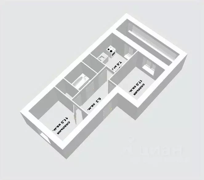 2-к кв. Башкортостан, Уфа ул. Акназарова, 24 (47.8 м) - Фото 2