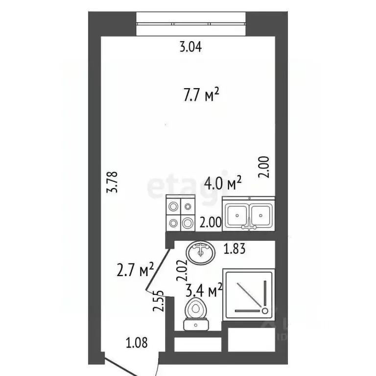 Студия Москва Амурская ул., 1Ак1 (18.0 м) - Фото 2