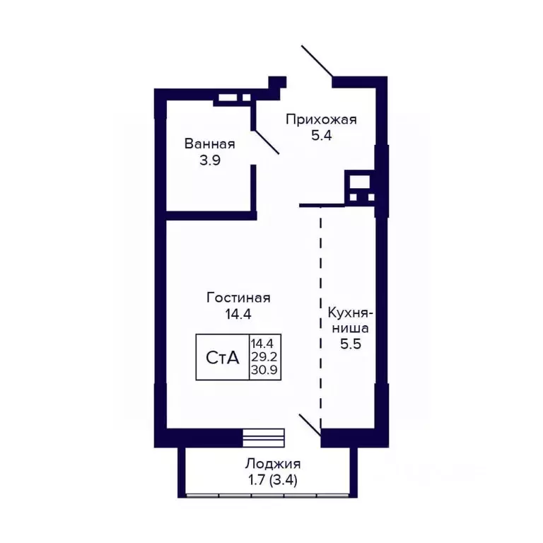 Студия Новосибирская область, Новосибирск ул. Коминтерна, 89 (29.1 м) - Фото 0