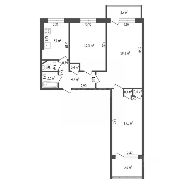 3-к кв. Башкортостан, Уфа Вологодская ул., 32 (60.0 м) - Фото 1