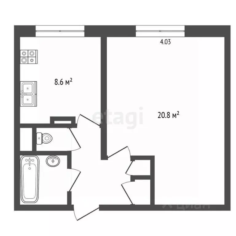 1-к кв. Москва Новгородская ул., 34 (40.0 м) - Фото 1