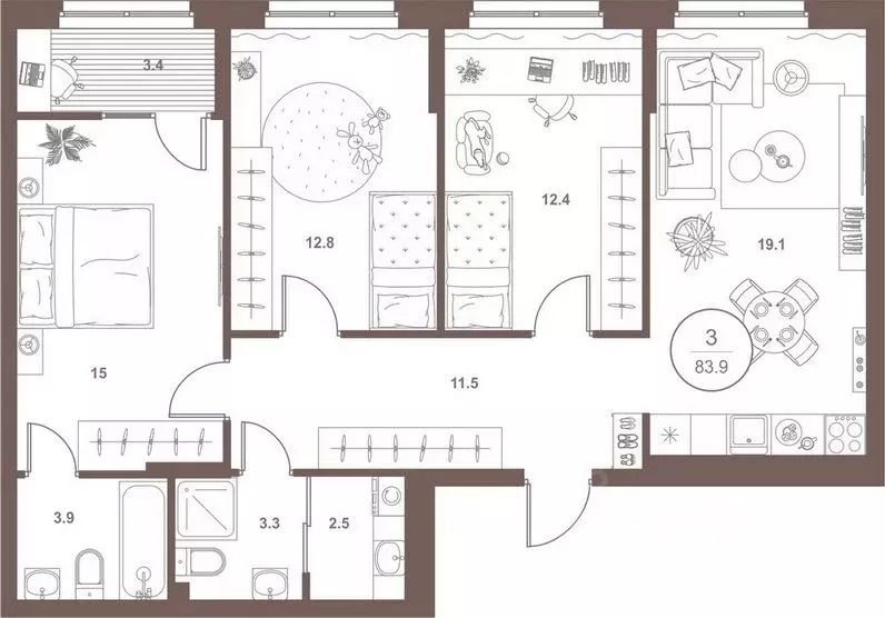 3-к кв. Пензенская область, Пенза Арбеково жилрайон, Дальнее Арбеково ... - Фото 2