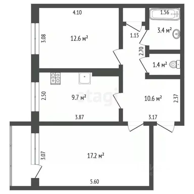 2-к кв. Саха (Якутия), Якутск ул. Аммосова, 6/1 (46.5 м) - Фото 2