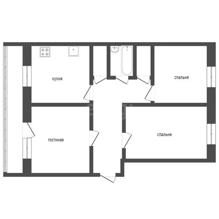 3-комнатная квартира: Курган, улица 9 Января, 15 (64 м) - Фото 0