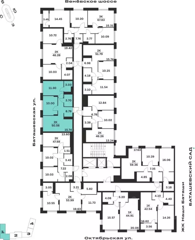 2-к кв. Тульская область, Тула ул. Самоварная, 21/1 (50.56 м) - Фото 2