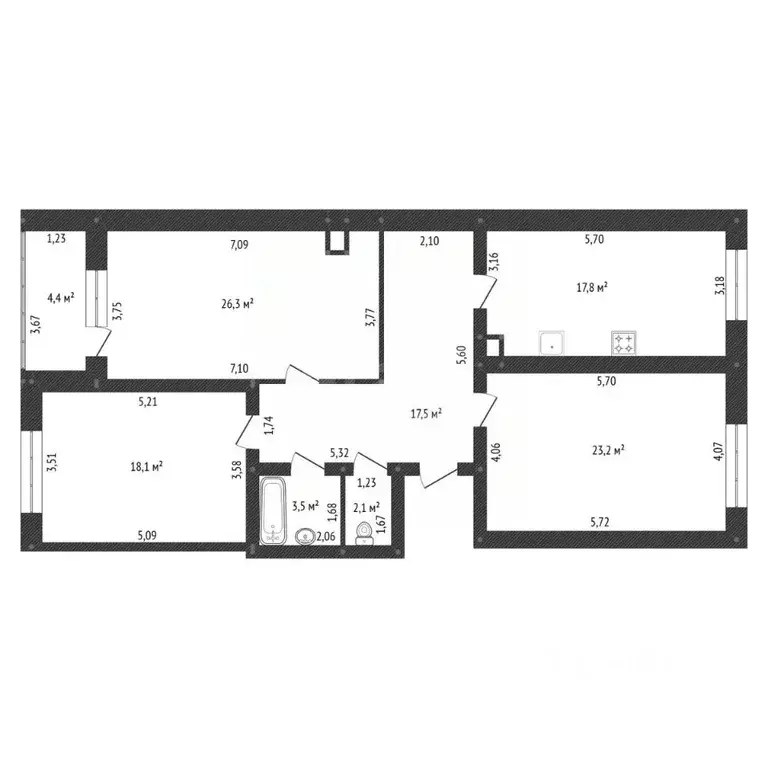 3-к кв. Башкортостан, Уфа ул. Зайнаб Биишевой, 5/1 (114.0 м) - Фото 2