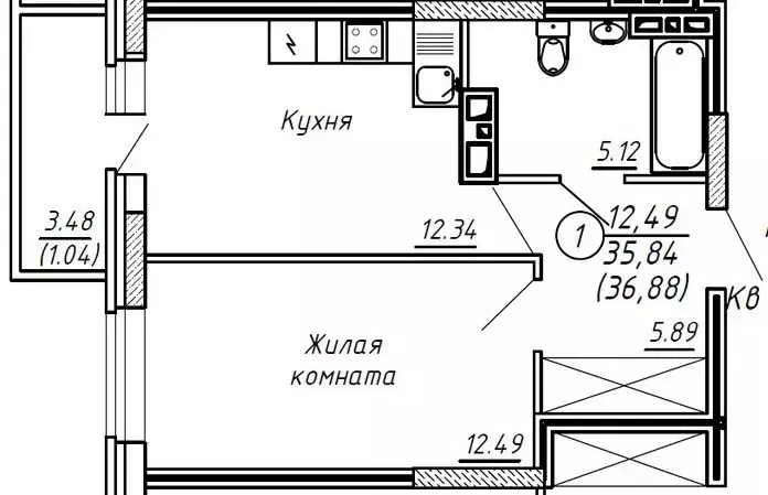 Продаётся 1-к квартира, 36.88 м - Фото 0