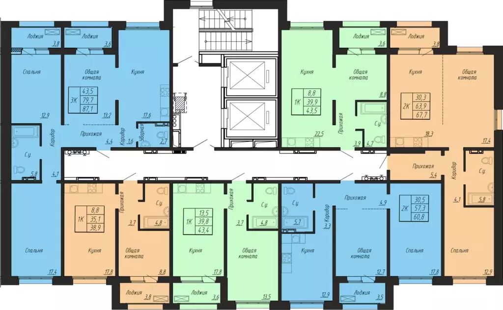 3-к квартира, 87.1 м - Фото 1