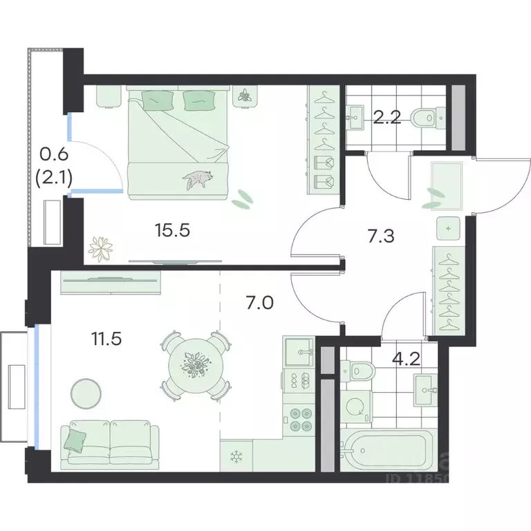 2-к кв. Московская область, Раменское G3 Михалевич жилой комплекс ... - Фото 1